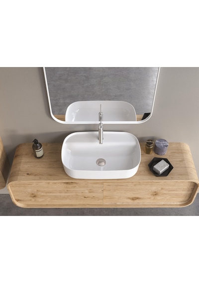 Turkuaz Cerastyle Aqua Tezgahüstü Mat Gri Lavabo 60 40 Cm