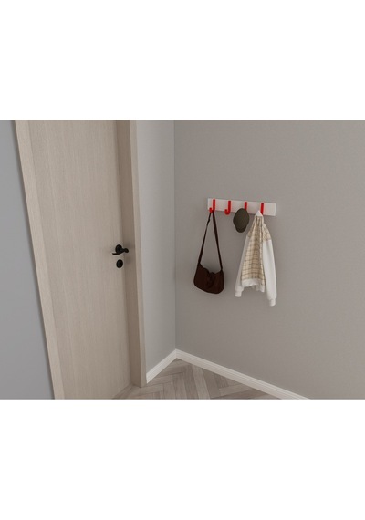 Hepsi3boyutlu Modern Duvar & Kapı Baston Askılık - 4 Adet Kırmızı J Askılık - Model No : 6 Kırmızı