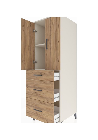 Kronos Dolap 2 Raflı 3 Çekmeceli 2 Kapaklı 60x59x182 Aytaşı-çam Aytaşı