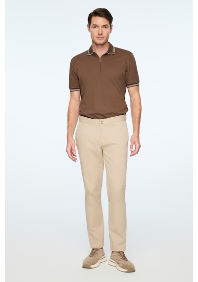 Morven Erkek Bej Pamuk Trend Düz Slim Fit Chino Pantolon 26ys003007653 Bej