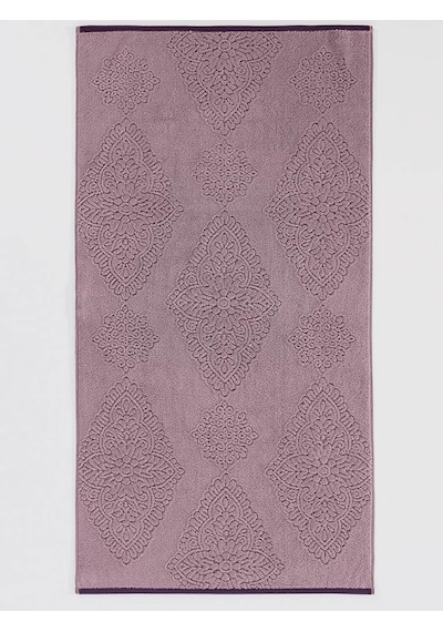 Pamuk Tekli Havlu Jakarlı Karna Premıum Vance - 70 X 140 Pudra