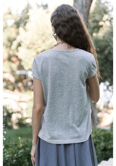 Bohemai Suva Kısa Kol Gri T-shirt Gri