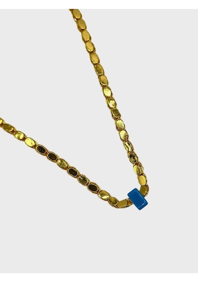 Arnes Jewelry Çelik 22 Ayar Altın Kaplama Nazar Boncuklu Arpa Pul Halep Kolye Ar610nes Gold