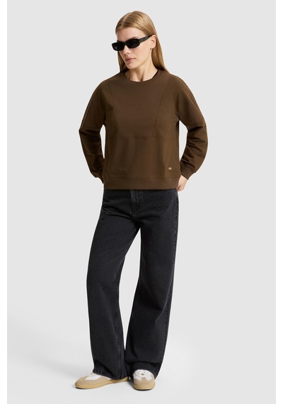 U.S. Polo Assn. Kadın Kahverengi Bisiklet Yaka Sweatshirt 50329004-vr029