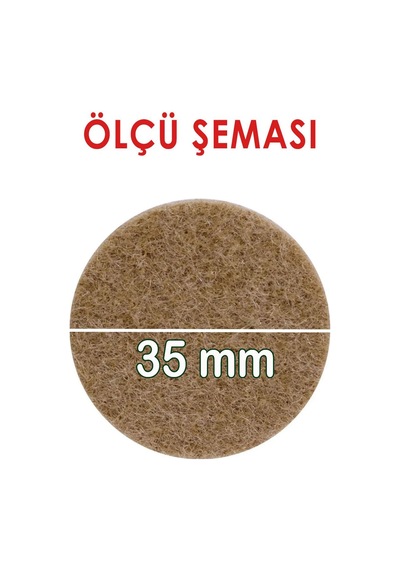 Yapışkanlı Yuvarlak Keçe Masa Sandalye Parke Zemin Ayak Koruyucu Kaydırmaz Keçesi 35 Mm 18'li Paket Kahverengi