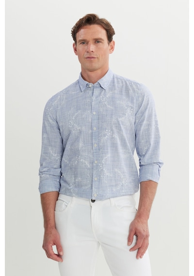 AC&Co / Altınyıldız Classics Erkek Laci Slim Fit Dar Kesim Gizli Düğme Yaka %100 Pamuk Baskılı Gömlek Lacivert AC&Co / Altınyıldız Classics Erkek Laci Slim Fit Dar Kesim Gizli Düğme Yaka %100 Pamuk Baskılı Gömlek Lacivert