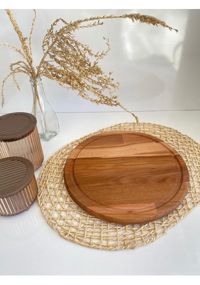 Yuvarlak Doğal Ahşap Sunum Tabağı Ahşap Sunumluk Kayın/gürgen Çap:30cm Çok Renkli