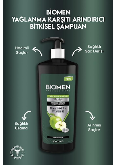 Biomen Elma Sirkesi&Vitamin B3 Yağlanma Karşıtı Şampuan 1 L
