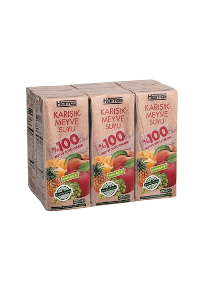 Karışık Meyve Suyu %100 Meyve Suyu Oranı Şeker İlavesiz 36 Adet X 200 Ml
