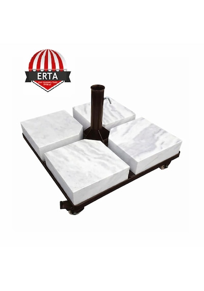 60 Cm X 60 Cm Mermerli Şemsiye Ayağı Altlığı Tekerlekli Stoplu Tüm Şemsiyelere Uyumludur Açık Kahverengi