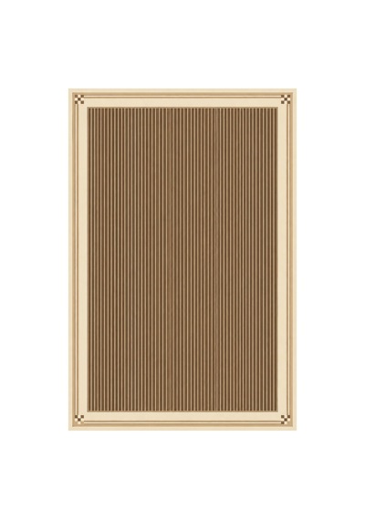 Kartela Halı İnce Çizgili Bordürlü Halı Bej Kaymaz Taban Makinede Yıkanabilir Salon Halısı 60x90 Cm