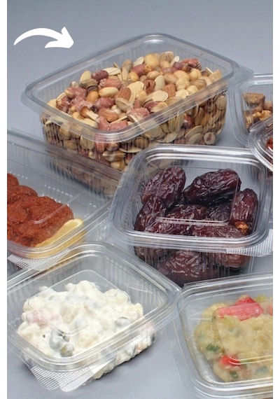 Kullan At Tek Kullanımlık Plastik Kapaklı Kase 1000 Gr 25 Adet Sızdırmaz Plastik Kap 1 Kg
