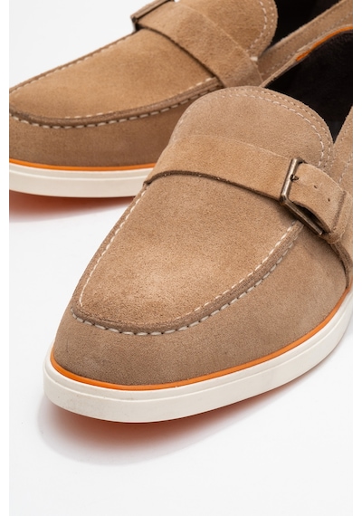 Dericlub Erkek Hafif Tabanlı Toka Detaylı Loafer Gerçek Süet Deri Cr 2406 Vizon