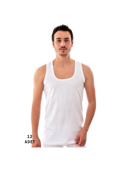 12 Adet 0101 Erkek Penye Atlet Beyaz Beyaz