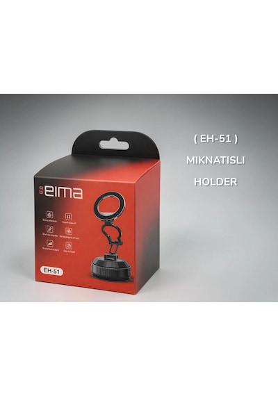Eima Eh-51 Mıknatıslı Telefon Tutucu 360 Döner Araç İçi Vantuzlu Telefon Standı Çok Renkli