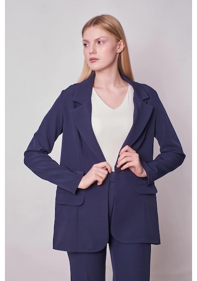 Kadın Yakalı Cep Kapaklı Uzun Kol Hafif Likralı Kumaş Oversize Blazer Ceket Pantolonu Jument 40075 -lacivert Lacivert Kadın Yakalı Cep Kapaklı Uzun Kol Hafif Likralı Kumaş Oversize Blazer Ceket Pantolonu Jument 40075 -lacivert Lacivert
