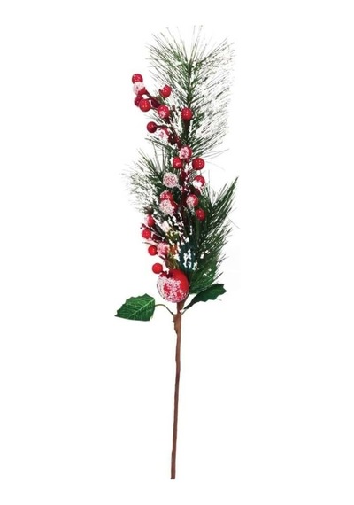 40 Cm Berry Demeti Kozalaklı Karlı Yılbaşı Çam Dalı Dekoratif Süs