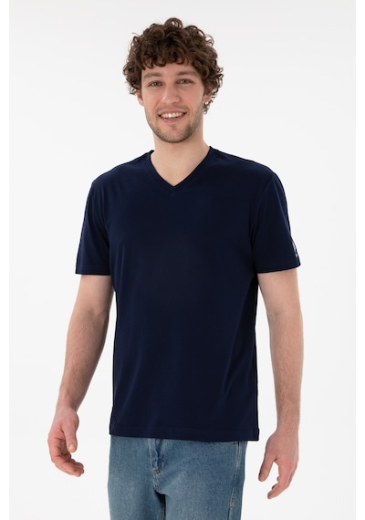 U.S. Polo Assn. Erkek Regular Fit  V Yaka Lacivert Basic Tişört 50305858-VR033