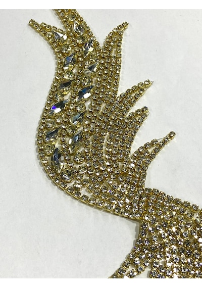 Ütüyle Yapışan Kristal Taşlı Aplike / Gold Aplike / Mdl103