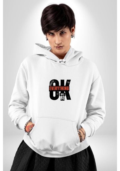 Hakim Xiyech Şampiyon Aslan Kadın Erkek Beyaz Kapüşonlu Sweatshirt Hoodie Beyaz