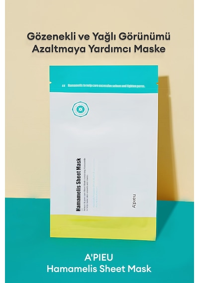 Missha A'PIEU Hamamelis Sheet Mask Yağlanma ve Gözenek Karşıtı Kağıt Maske