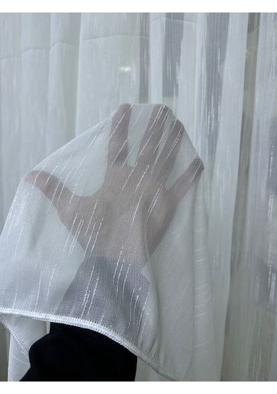 Şantuk Bambu Ağır Gramajlı 1/3 Sık Pileli Ütü İstemez Tül Perde Özel Seri Premium Şantuk Bambu Kırık Beyaz