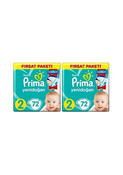 Prima Pampers Yenidoğan Fırsat Paketi Bebek Bezi 4-8 KG 2 Beden 2 x 72 Adet 2'li
