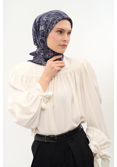 Silk Home Viskon Velora Eşarp Dört Mevsim Etro Desen Koyu Mor 90x90 Çok Renkli