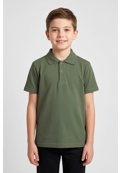 Modanino Erkek Çocuk %100 Pamuk Ve Okul Tarz T-shirt 4-16 Yaş 12790mrt Haki
