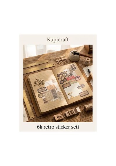 6 Sayfa Retro Sticker Seti Ajanda - Scrapbook - Journal - Planner - 927005947 Diğer