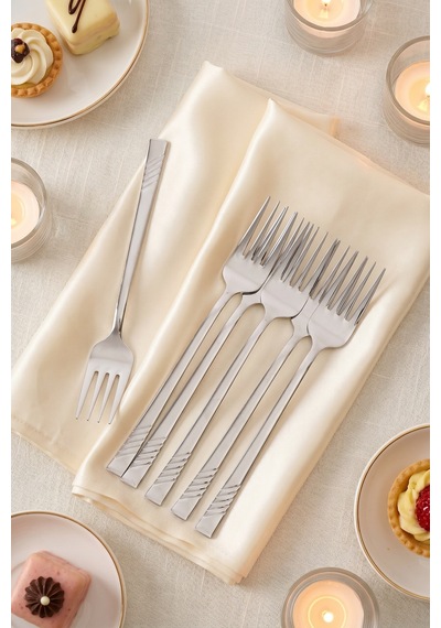 Karat Steel 6 Parça Tatlı Çatalı Takımı - 16 Cm Silver
