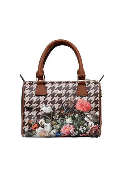 Dogo Kadın Vegan Deri Kahverengi El Çantası - Brown Majestic Garden Tasarım Multicolor