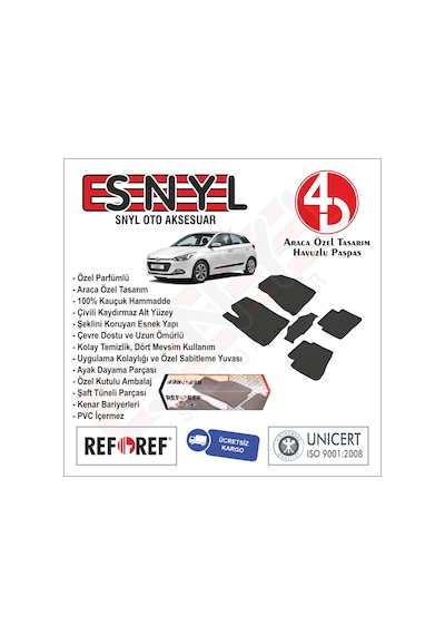 Hyundai I20 Refref 4D Paspas Siyah ve 3D Bagaj Havuzu 2014 - 2019
