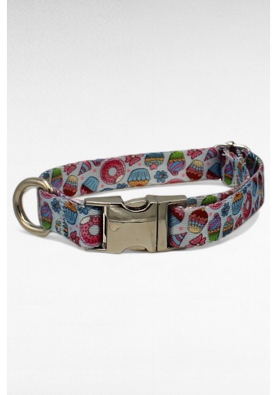 Caramelos İsimli Köpek Tasması, Yavru Köpek Tasması, Küçük Irk Köpek Tasması, Metal Kilit, 1,5 Cm Kırmızı - Mavi