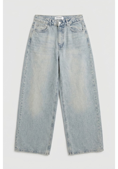 Itsbasic Kadın Kot Renk 4s6-32 Süper Baggy Fit %100 Koton Denim Jean Mavi