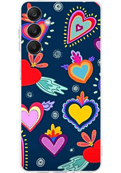 Samsung Galaxy Uyumlu A25 İle Retro Color 3 Kamera Korumalı Şeffaf Kılıf