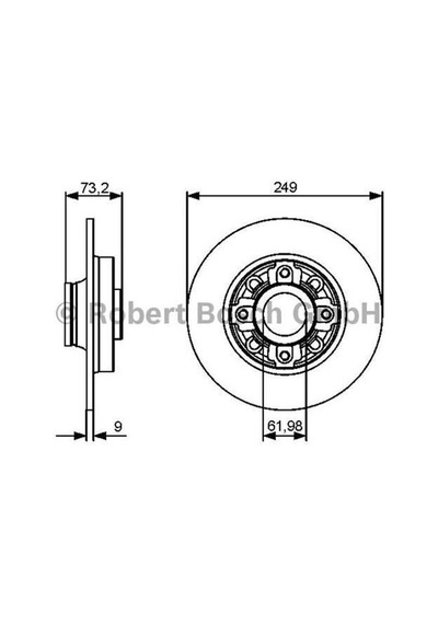 Bosch 0986479400 Arka Fren Ayna Diski 308 Sw 308 Coupe C4 B7 Tek Teker İçin Dıam 249 Ep 9 Hava Soğutmasız 4249.66
