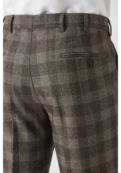 Bisse Erkek Regular Fit Platinum Ekoseli Klasik Pantolon BEJ Bej