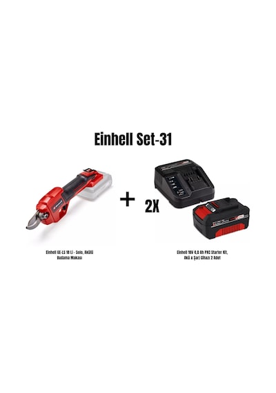Einhell Set-31 Einhell GE-IS 18 Li Solo Akülü Budama Makası + 2x Einhell 18V 4AH Pxc Starter Kit Akü & Şarj Cihazı Einhell Set-31 Einhell GE-IS 18 Li Solo Akülü Budama Makası + 2x Einhell 18V 4AH Pxc Starter Kit Akü & Şarj Cihazı