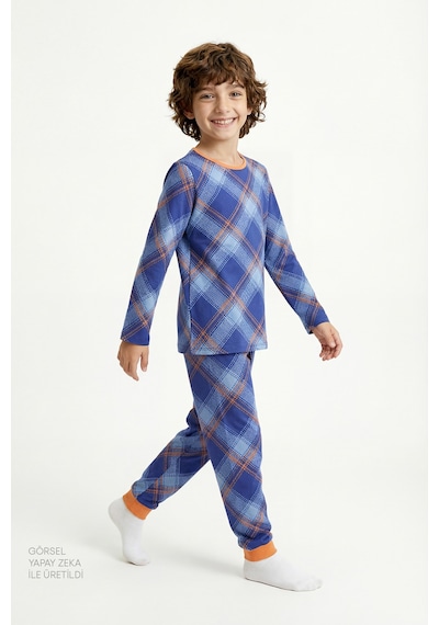 Penti  Mavi Erkek Çocuk Cute Tiger Uzun Kollu Pamuklu 2'li Pijama Takımı