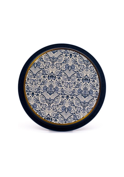 Azulejos Sweet Home Desenli Yuvarlak Metal Tepsi 31.5 CM
