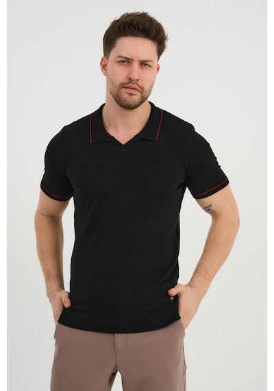 Alexander Gardi Alexandergardı Resort Yaka Triko T-shirt Siyah