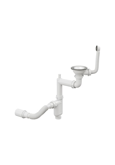 Aqua Bagno Comfort Mutfak Eviye Sifonu Yer Kazandıran, Kolay Temizlenir, Ayarlanabilir Koku Önleyici, Gider Borulu Krom