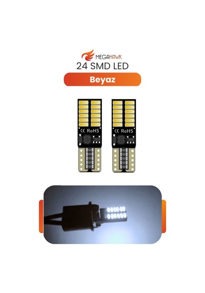 T10 W5w 24 Smd Led Ampul Canbus Beyaz Park Plaka İç Aydınlatma Ultra Parlak 2 Adet