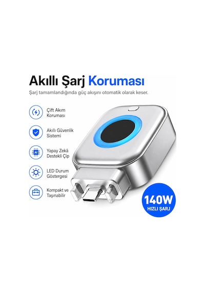 X01 140w Aı Akıllı Şarj Kesici Adaptör - Şarj %100 Olunca Otomatik Ayrılan Type-c Hızlı Şarj Ve Batarya Koruma Aparatı