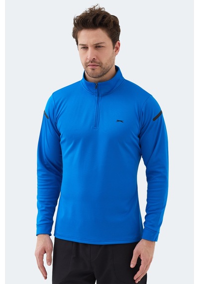Slazenger Intımate I Erkek Dik Yaka Fermuarlı Saks Mavi Sweatshırt Saks Mavi
