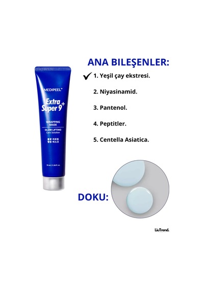 Medipeel Extra Super 9 Plus Water Glow Lifting Wrapping Mask 70 Ml Asitli Film Maskesi M0481