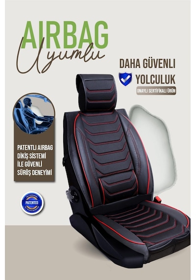 Fiat Egea Station Wagon Deri Oto Koltuk Kılıfı Ön Arka Takım Siyah Kırmızı Antalya Model Scr