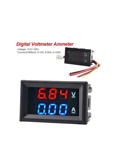 Kırmızı-mavi-yüksek Kaliteli Dc 100v 10a Voltmetre Ampermetre Mavi + Kırmızı Led Amp Çift Dijital Volt Metre Ölçer
