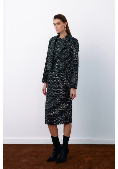 Sateen Kolsuz Tüvit Kalem Elbise - Siyah-135068 Siyah